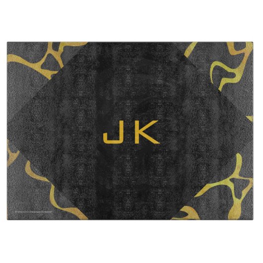 Giraffe, zwart en geel afdrukken snijplank (Voorkant)