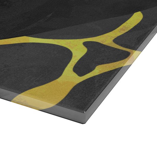 Giraffe, zwart en geel afdrukken snijplank (Hoek)