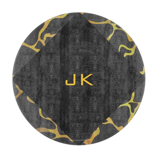 Giraffe, zwart en geel afdrukken snijplank (Voorkant)