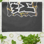 Giraffe, zwart en geel afdrukken theedoek (Gevouwen)