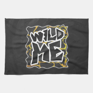 Giraffe, zwart en geel afdrukken theedoek