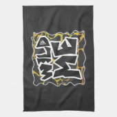 Giraffe, zwart en geel afdrukken theedoek (Verticaal)