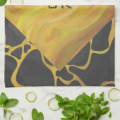 Giraffe, zwart en geel afdrukken theedoek (Gevouwen)