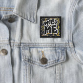 Giraffe, zwart en geel afdrukken vierkante button 5,1 cm (In situ)