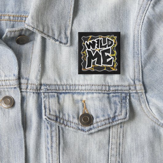 Giraffe, zwart en geel afdrukken vierkante button 5,1 cm (In situ)