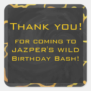 Giraffe, zwart en geel afdrukken vierkante sticker