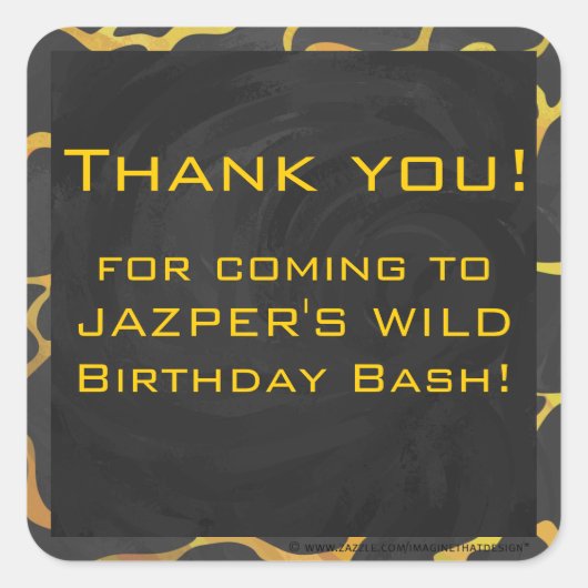 Giraffe, zwart en geel afdrukken vierkante sticker (Voorkant)