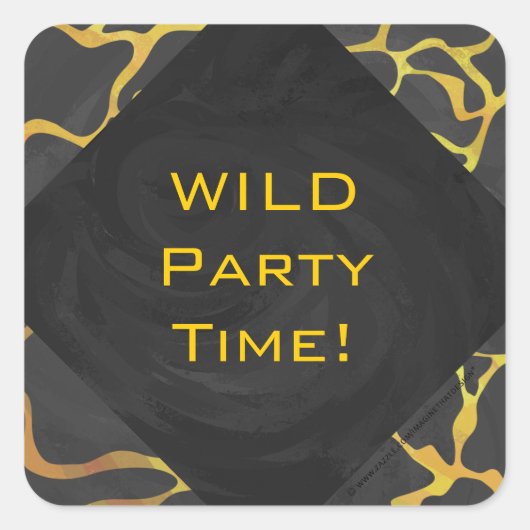 Giraffe, zwart en geel afdrukken vierkante sticker (Voorkant)