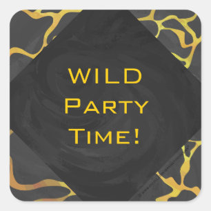 Giraffe, zwart en geel afdrukken vierkante sticker