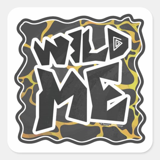 Giraffe, zwart en geel afdrukken vierkante sticker (Voorkant)