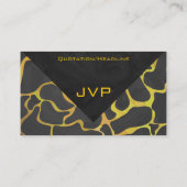 Giraffe, zwart en geel afdrukken visitekaartje (Achterkant)