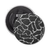 Giraffe zwart en lichte grijze afdrukken button flesopener (Voorkant)