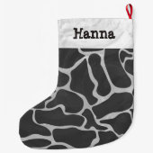 Giraffe zwart en lichte grijze afdrukken grote kerstsok (Achterkant)