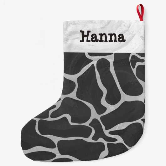 Giraffe zwart en lichte grijze afdrukken grote kerstsok (Achterkant)