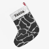 Giraffe zwart en lichte grijze afdrukken grote kerstsok (Achterkant (Hangend))