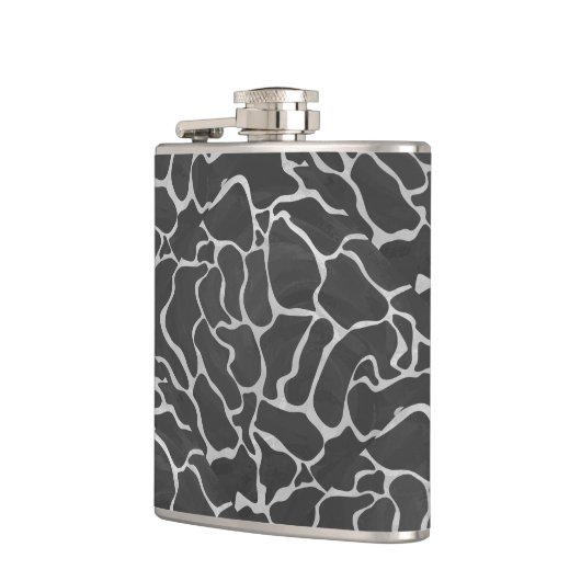 Giraffe zwart en lichte grijze afdrukken heupfles (Links)