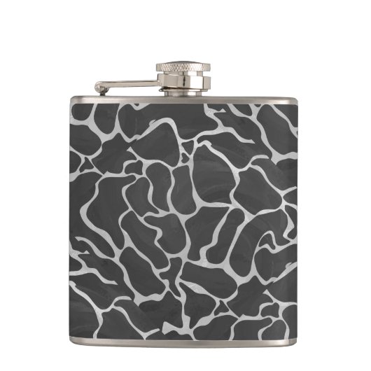 Giraffe zwart en lichte grijze afdrukken heupfles (Voorkant)