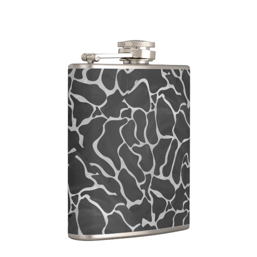 Giraffe zwart en lichte grijze afdrukken heupfles (Rechts)