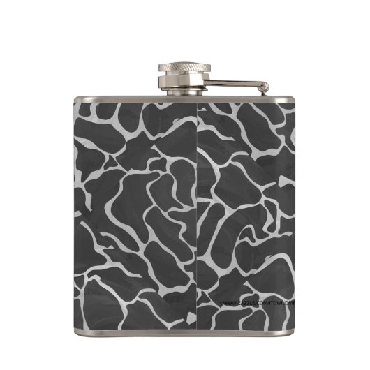 Giraffe zwart en lichte grijze afdrukken heupfles (Achterkant)