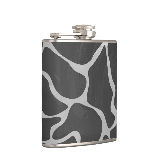 Giraffe zwart en lichte grijze afdrukken heupfles (Rechts)