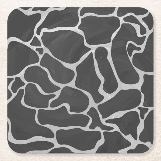 Giraffe zwart en lichte grijze afdrukken kartonnen onderzetters (Voorkant)