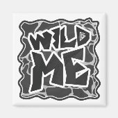 Giraffe zwart en lichte grijze afdrukken magneet (Voorkant)