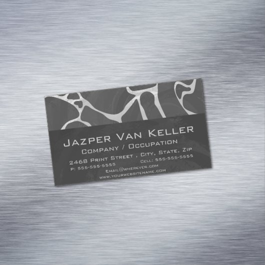 Giraffe zwart en lichte grijze afdrukken magnetisch visitekaartje (Voorbeeld)