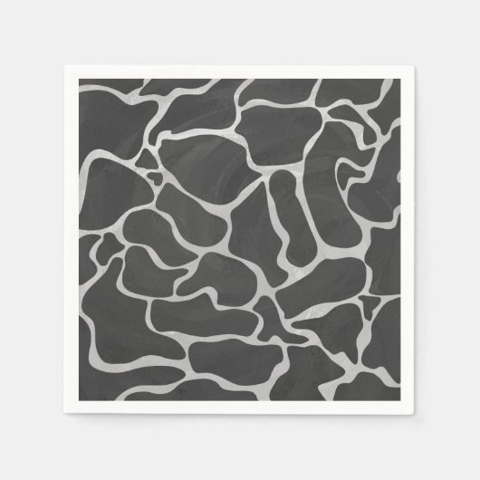 Giraffe zwart en lichte grijze afdrukken servetten (Voorkant)