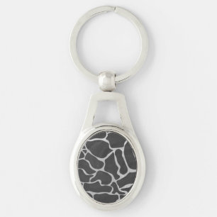 Giraffe zwart en lichte grijze afdrukken sleutelhanger