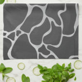 Giraffe zwart en lichte grijze afdrukken theedoek (Gevouwen)