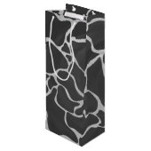 Giraffe zwart en lichte grijze afdrukken wijn cadeautas (Achterkant Gekanteld)