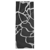 Giraffe zwart en lichte grijze afdrukken wijn cadeautas (Achterkant)