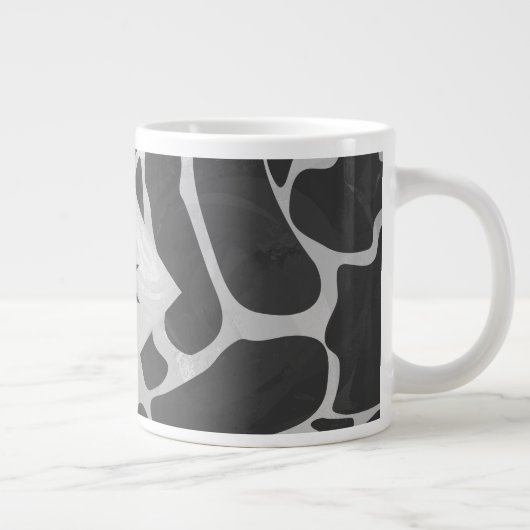 Giraffe zwart en lichte grijze monogram grote koffiekop (Rechts)