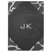 Giraffe zwart en lichte grijze monogram klembord (Achterkant)