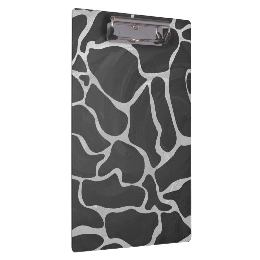 Giraffe zwart en lichte grijze monogram klembord (Rechts)