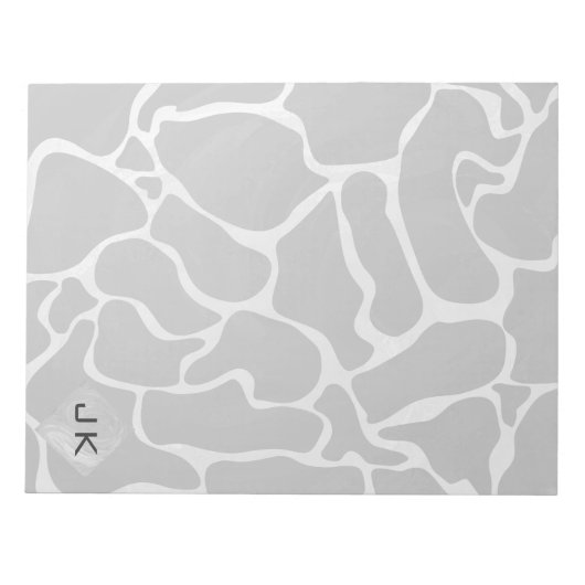 Giraffe zwart en lichte grijze monogram notitieblok (Voorkant)