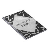 Giraffe zwart en lichte grijze monogram notitieboek (Rechterzijde)