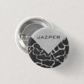 Giraffe zwart en lichte grijze monogram ronde button 3,2 cm (Voorkant /achterkant)