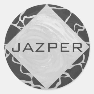 Giraffe zwart en lichte grijze monogram ronde sticker