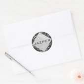 Giraffe zwart en lichte grijze monogram ronde sticker (Envelop)