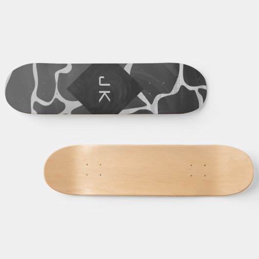 Giraffe zwart en lichte grijze monogram skateboard (Horizontaal)