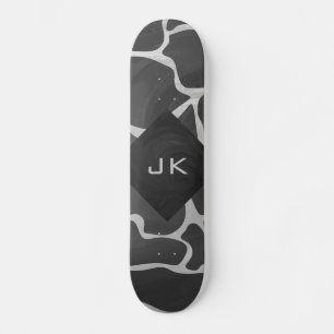 Giraffe zwart en lichte grijze monogram skateboard
