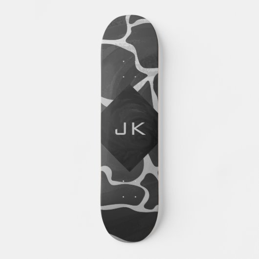 Giraffe zwart en lichte grijze monogram skateboard (Voorkant)