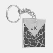 Giraffe zwart en lichte grijze monogram sleutelhanger (Voorkant Links)
