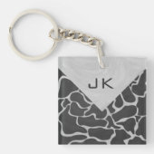Giraffe zwart en lichte grijze monogram sleutelhanger (Voorkant)