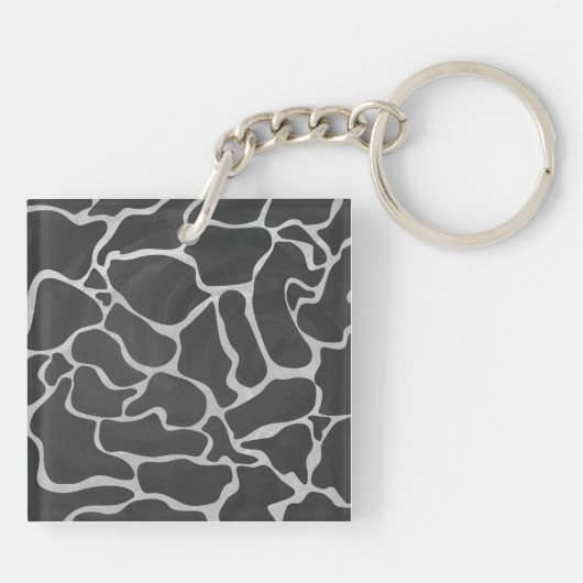 Giraffe zwart en lichte grijze monogram sleutelhanger (Achterkant)