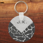 Giraffe zwart en lichte grijze monogram sleutelhanger (Voorkant)
