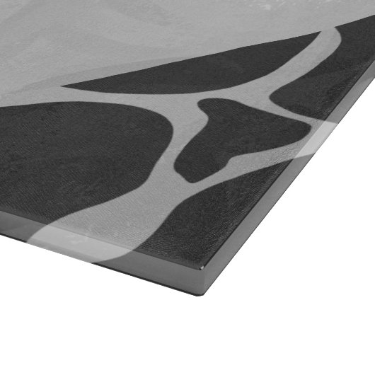 Giraffe zwart en lichte grijze monogram snijplank (Hoek)