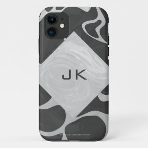 Giraffe Zwart en Lichtgrijs Monogram iPhone 11 Hoesje