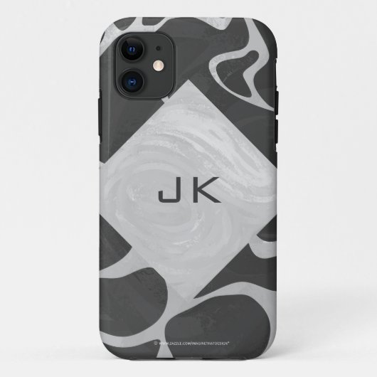 Giraffe Zwart en Lichtgrijs Monogram Case-Mate iPhone Case (Achterkant)